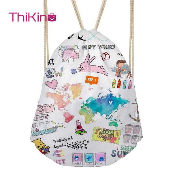 

thikin pink cartoon backpack for teenager kids casual sack mini toddler softback girls beach mochila drawstring bag