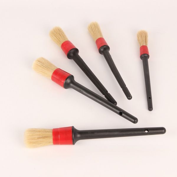 

5pcs multifunction cleaner brush set natural boar hair detail brush auto detailing for car