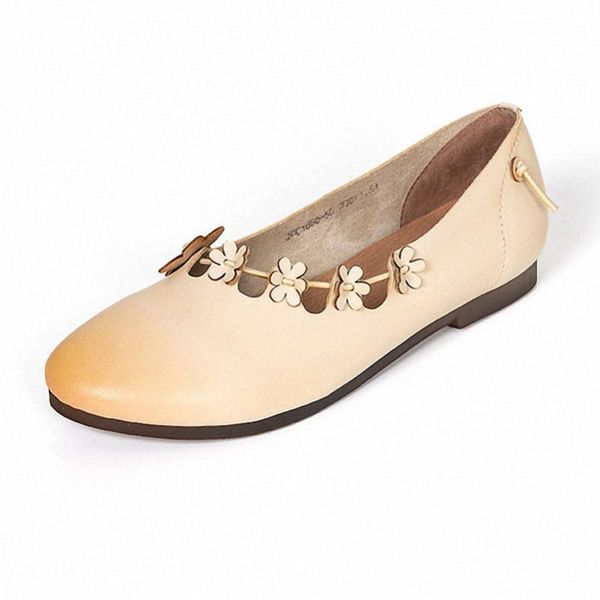 

yourseason summer women slip on flower flats 2020 autumn genuine leather casual round toe concise ladies summer boat shoes, Black