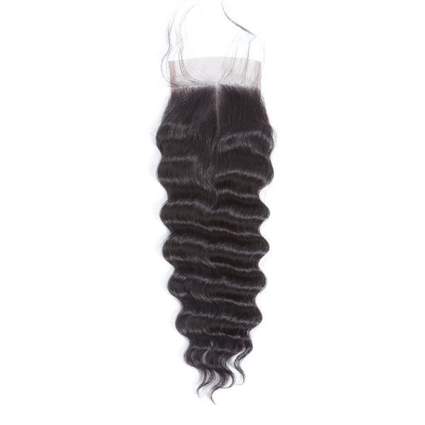 

4x4 deep wave lace closure real hair wig wholesale dropship from china, Black