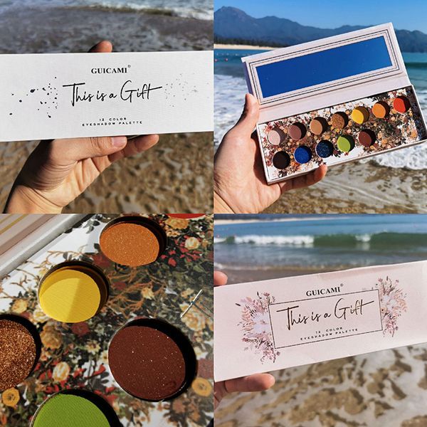 

12 colors flowers eyeshadow palette red brown matte yellow dumb bright shiny mashed potatoes eye makeup