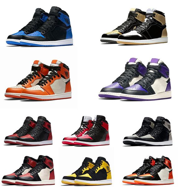 

Mens 1s top Pine Green Court Purple Chicago OG 1 Game Royal Blue basketball shoes Backboard sports sneaker designer trainers size 13