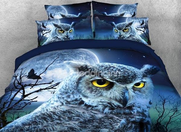

owl face with full moon printed 4-piece 3d bedding sets/duvet covers