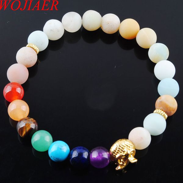 

wojiaer 8 мм амазонит камень круглые бусины сова браслеты 7 чакра исцеление мала медитация молитва йога женщины ювелирные изделия dk3244, Black