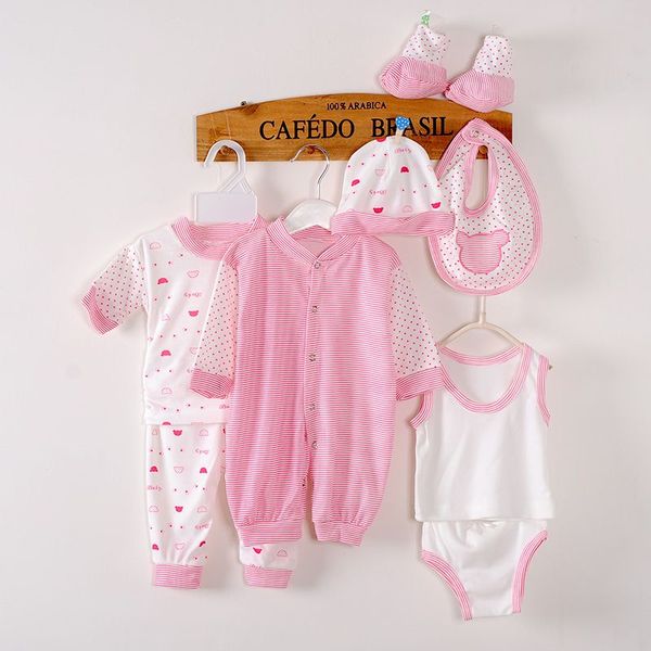 

baby layette set 0-3months spring autumn newborn baby tracksuit 100% cotton kids clothes suit infant boys girls clothing set, Pink;blue