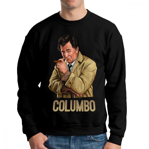 

tv shows columbo men's hoodie long sleeve car styling cotton crewneck vintage pullover, Black