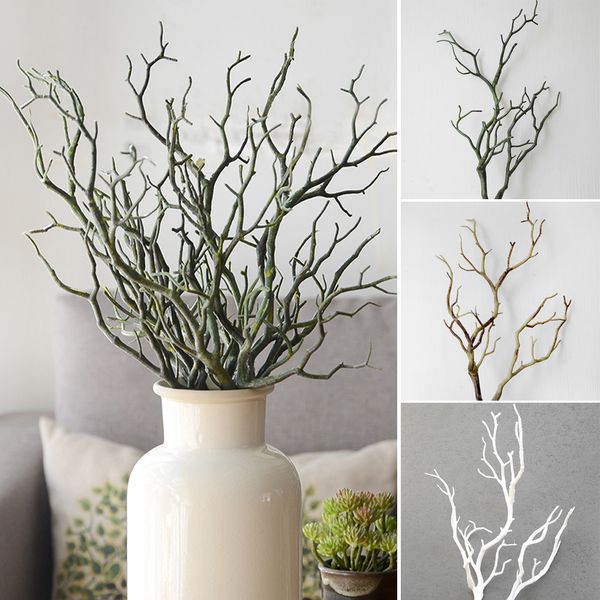 

1pc 35cm dry artificial fake foliage plant tree branch wedding home church office furniture decoration peacock coral branches