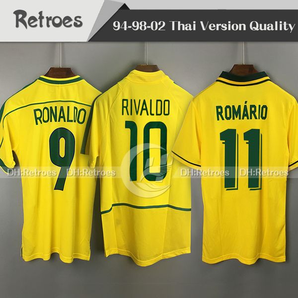 

1998 ronaldo retro classic shirts 1994 romario bebeto 2002 rivaldo jersey 98 robinho jersey camisa de futebol, Black;yellow