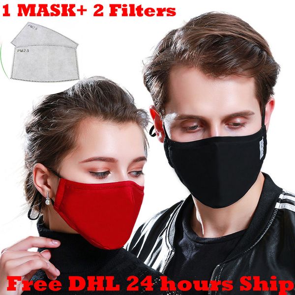 

cotton pm 2.5 black mouth mask anti dust mask activated carbon filter windproof mouth-muffle bacteria proof flu face masks care men women