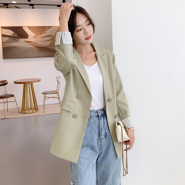 

casual double breasted women jackets notched collar women blazer jacket autumn winter female outerwear elegant ladies coat 2019, White;black