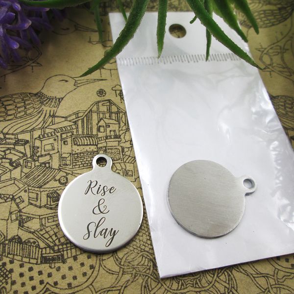 

40pcs--"rise & slay"stainless steel charms more style for choosing diy charms pendants for necklace, Bronze;silver