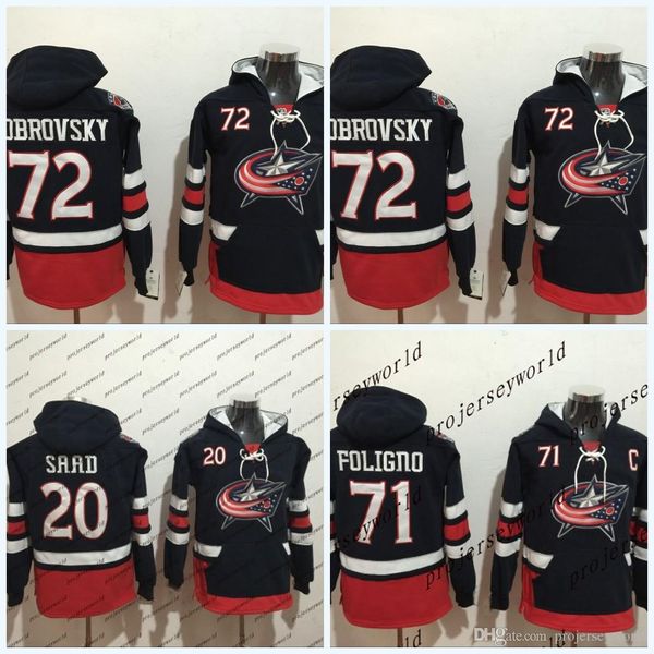 

Mens' Columbus Blue Jackets Jerseys #72 Sergei Bobrovsky #71 Nick Foligno #20 Brandon Saad Hoodie Sweater Hockey Jersey Free Shipping