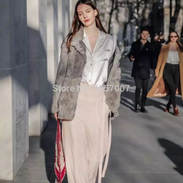 

silk 100% white notched blouse shirt - 2019ss women button front shirt top