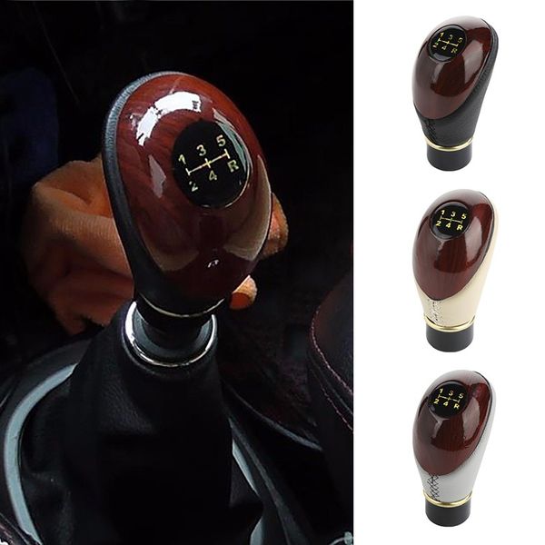 

universal car mahogany 5 speed gear shift collars head knob car manual transmission handle cover lever 4