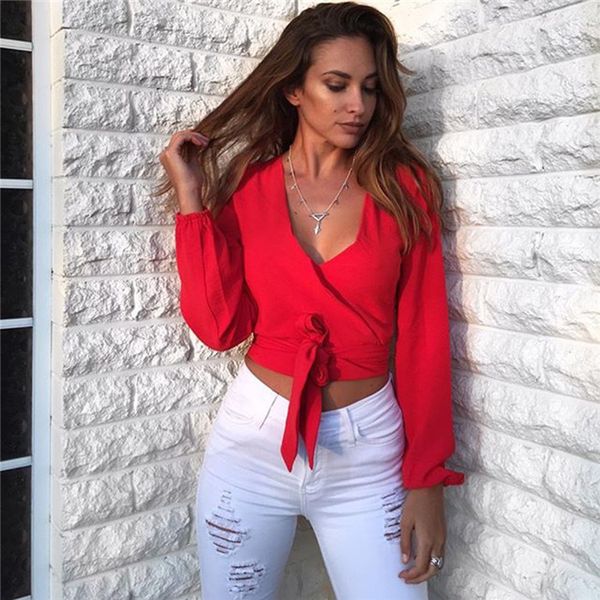 

для женщин backless конструктора тенниска с длинным рукавом сплошной цвет мода sexy summer стиль женщины одежда мода стиль v шея повседневна, White