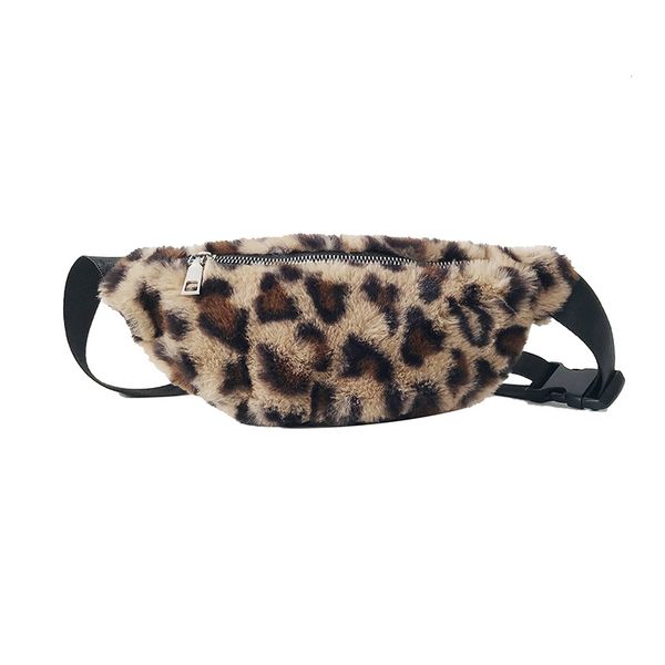

fashion leopard waist bags women plush waist fanny pack bum bag travel purse phone chest bags