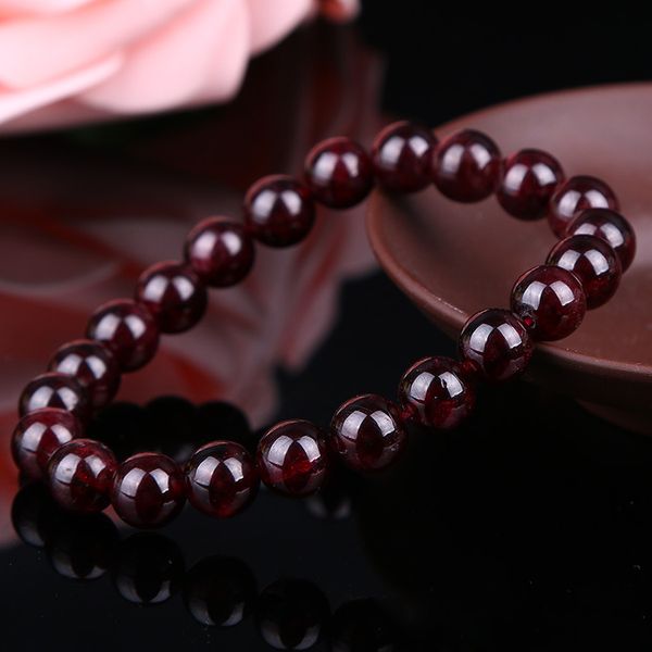

natural garnet bracelet men bracelets for women, 6/8/10mm wine red bead charm bracelet men jewelry brazaletes pulseras mujer, Black