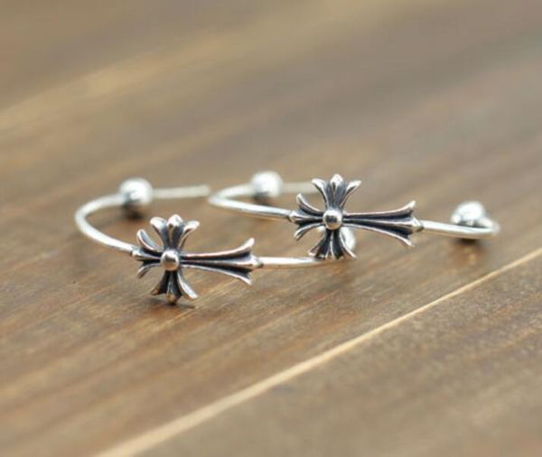 

серьги стерлингового серебра 925 пробы с логотипом панк стиль мужские и женские любители подарок хип хоп крест роскошные дизайнерские украше, Silver