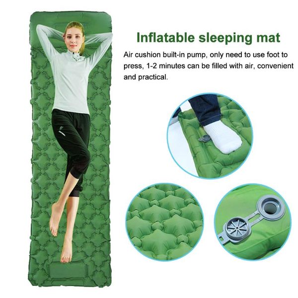

outdoor pads backpacking camping portable with pillow beach nylon ultralight travel waterproof hiking inflatable sleeping mat pump