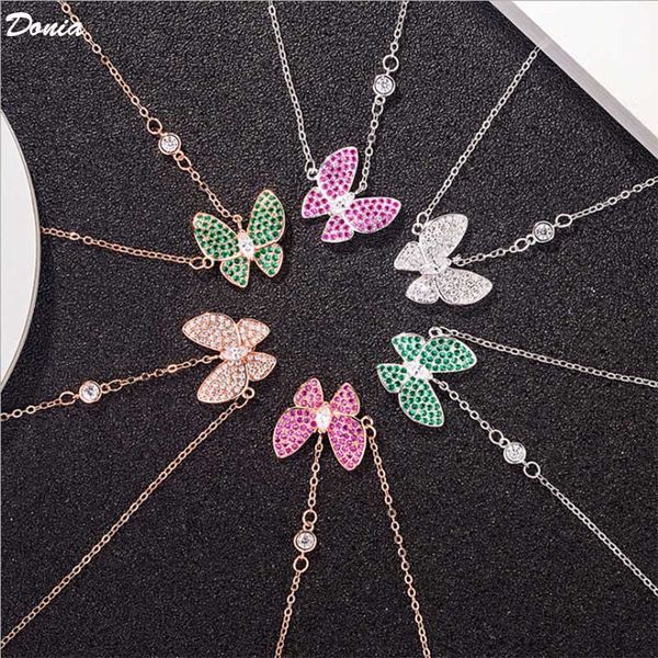 

donia jewelry european and american fashion butterfly necklace ladies micro zircon necklace chain birthday gift, Silver