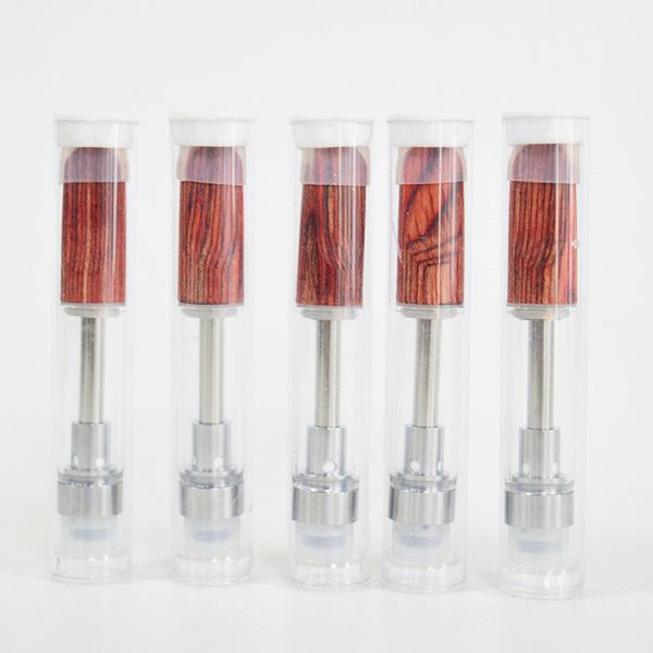 

Dabwoods Cartridges 0.8 ml 1.0 ml Vape Atomizers Ceramic Coil Carts 510 Thread Wood Drip Tip Thick Oil Empty Glass Tank Intake 4*2.0mm