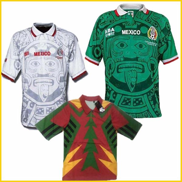 

1998 mexico retro blanco hernandez blanco campos soccer jerseys uniforms home goalkeeper 1994 football jerseys shirt camiseta futbol, Black;yellow