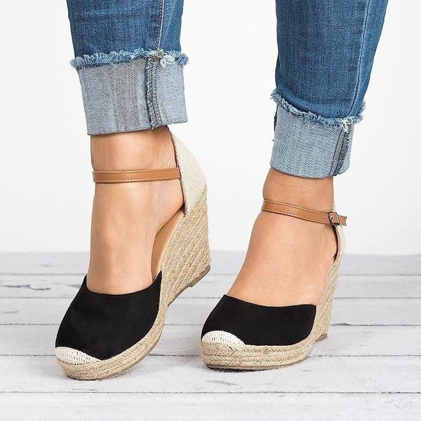 

summer sandals women high heels shoes wedge pumps bi, Black