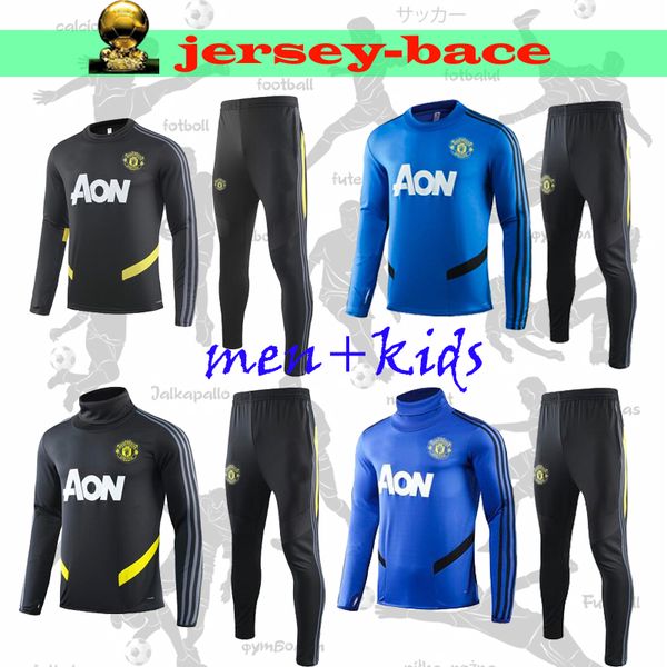 

2019 2020 fc manchester kids jacket pogba tracksuit hoodie rashford martial mata fred men football jacket training suit sweatshirt, Black