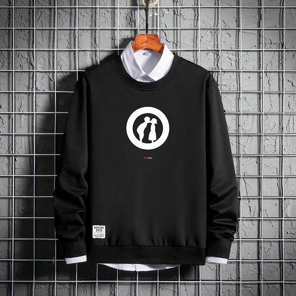 

hoodie мужских crew neck с длинным рукавом 2020 весной одежда новых продуктами молодежь trend корейского стиль печатного пуловер пара hoodie, Black