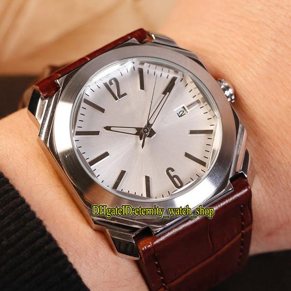 

высокое качество octo roma 102779 oc41c6sld белый циферблат япония miyota автоматическое движение мужские часы серебристый корпус кожаный ре, Slivery;brown