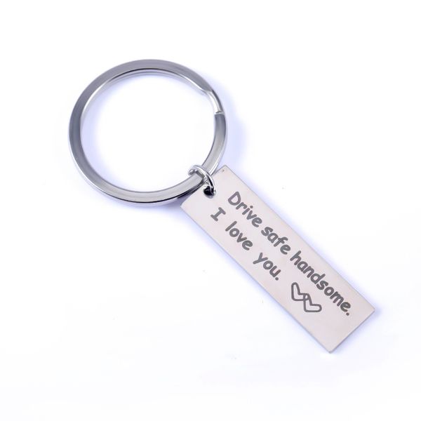 

drive safe keychain handsome i love you trucker husband gift for husband dad gift valentines day gift, Silver