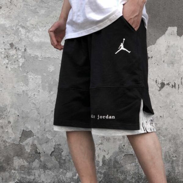 

pair of terry shorts in black and beige side slit design plus multiple pieces of patchwork summer strongest wear