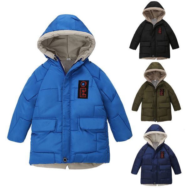 

children kids jacket boys girl winter coats jacket zip thick warm snow hoodie outwear coat for boy hooded coatwear clothes, Blue;gray