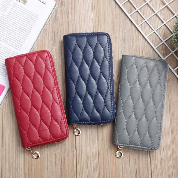 

women's hand wallet fashion mesh multi card large capacity zipper long wallet, Red;black