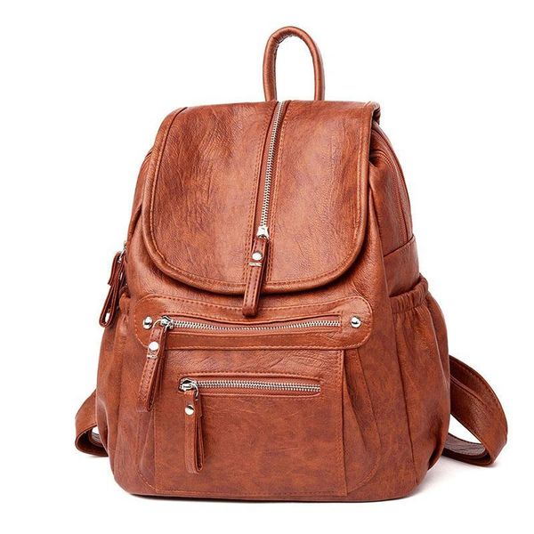 

women backpack female soft leather book school bags for teenage girls sac a dos travel back pack rucksacks mochilas