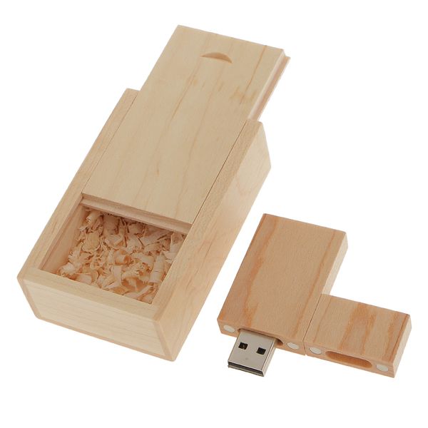 

32gb maple wood cuboid usb 2.0 memory stick flash drive with wooden box