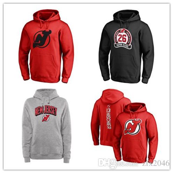 

new jersey devils fanatics branded mens pullover hoodie long sleeve hooded outdoor wear coats sport hoodies printed, Black