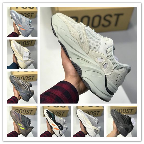 

with box] 2019 designer shoes man salt kanye 700 v2 vanta real basf bottom running shoes 3m reflector 700 trainer womans sneakers c29, Black
