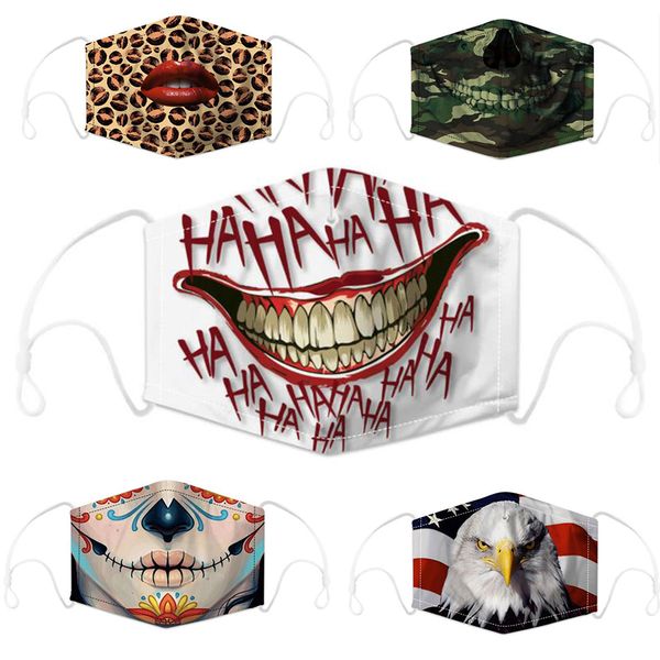 

mask washable camo skull flag explosion models kid digital printing dust haze pm2.5 adjustment earhook with two chips children masks, Blue