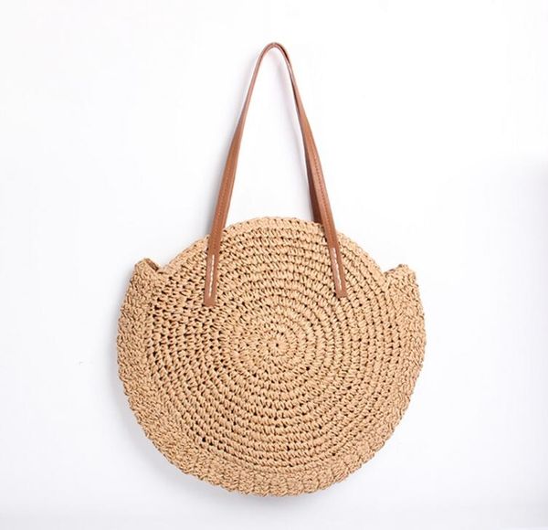 

designer-new hand-woven bags ins round shoulder straw bag beach bag large capacity beach handbag holiday special hand-woven bags/8