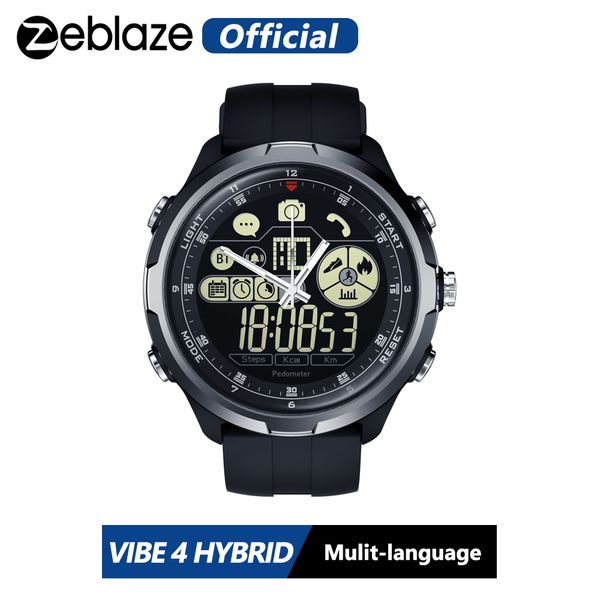 

zeblaze vibe 4 hybrid rugged hybrid smartwatch 50m waterproof 12-month standby time 12h all-weather monitoring smart watch men, Slivery;brown
