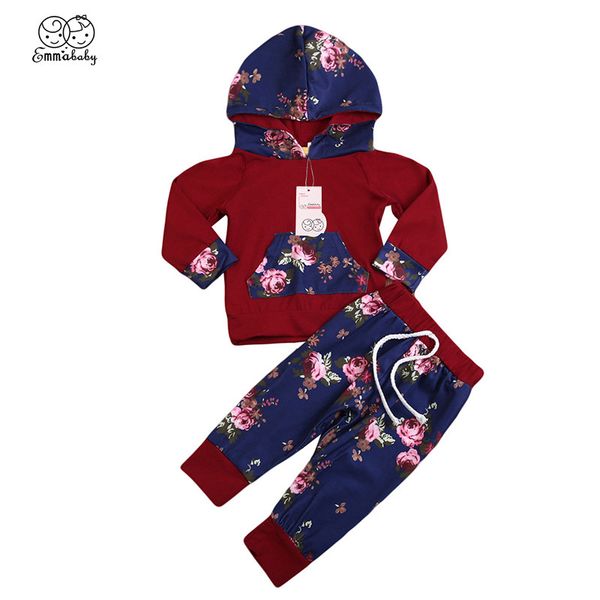 

Newborn Toddler Cute Infant Baby Boy Girls Clothes Long Sleeve bebek giyim Hooded T-shirt Top Floral Pants Outfit Clothing 2pcs