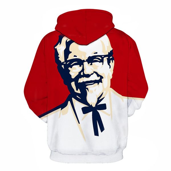 

fashion design kfc grandfather hoodie hip hop streetwear long-sleeved pullover sweatshirt sportswear hoodie mcdonalds hamburg, Black