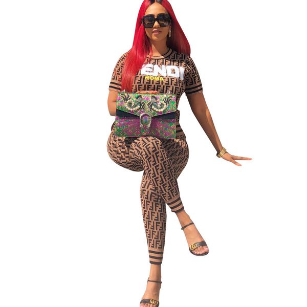 

women f letter print tracksuit trendy ladies casual matching outfits summer short sleeve tshirt pant leggings 2 piece set 3xl new c444, White