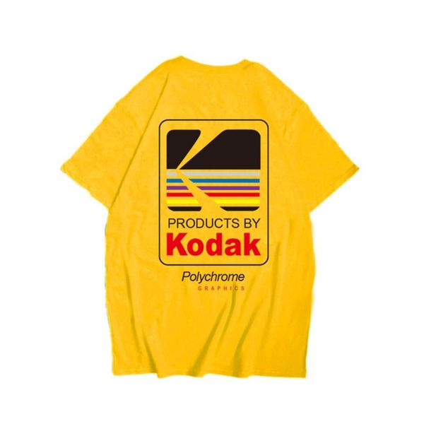 

summer men women tee ins japanese korea retro loose wild kodak letter short-sleeved fashion hip hop cotton t shirt men top, White;black