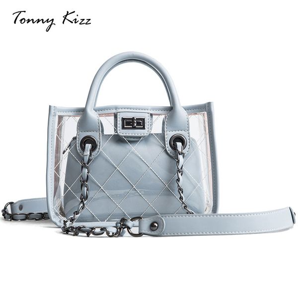 

women jelly bag transparant tote bags female 2018 new package wild diagonal chain child female shoulder handbag