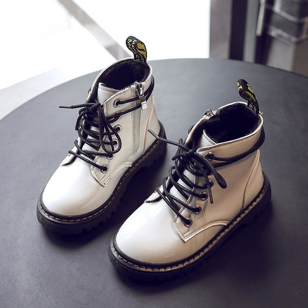 

kids shoes 2019 new autumn fashion girls casual vintage martin boots boys black paint leather shoe for children soft boot b342, Black;grey