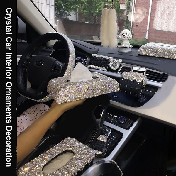 Creative Bling Crystal Diamond Car Ornaments Decoration Car Air Freshener Vent Phone Holder Tissue Box Interior Accessories Cool Car Stuff Cool Car