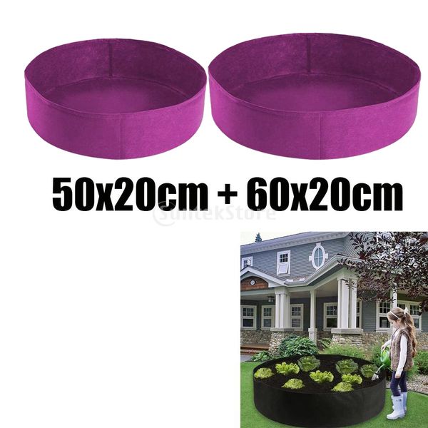 

50 & 60cm purple felt fabric raised garden bed grow bags wide use holds soil