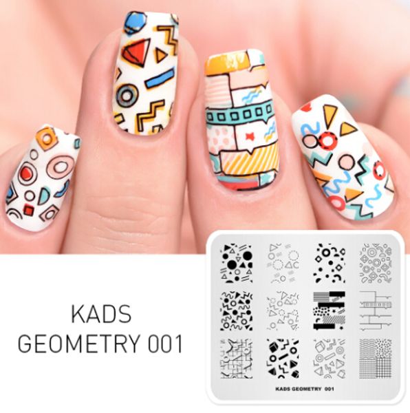 

new arrival overprint diy manicure plate 8 option choice flower nature geometry series design nail art stamping plate, White